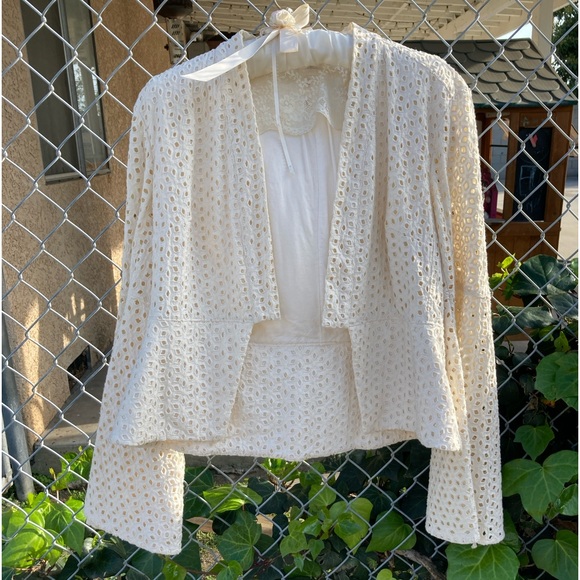 Free People Circle Sleeve Eyelet Jacket, Ivory, M - Picture 6 of 11